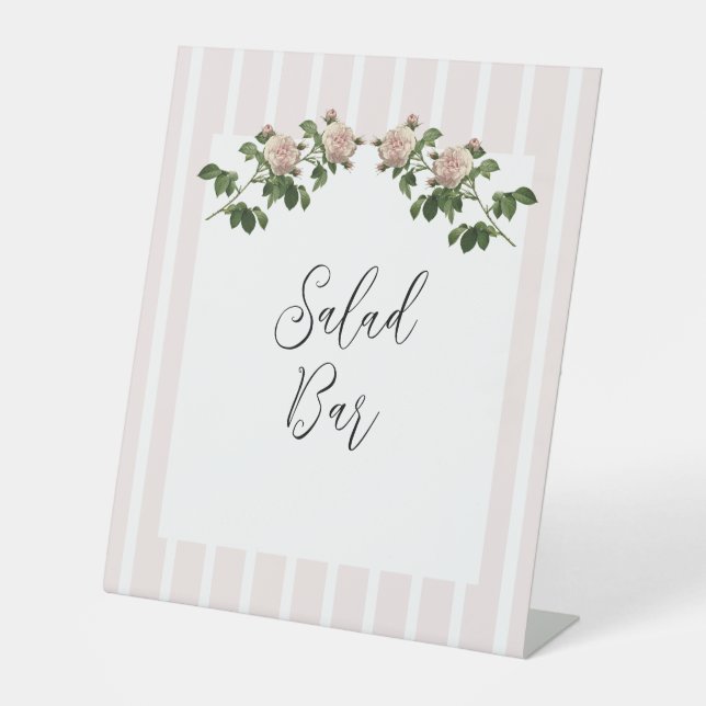 Romantische weiche rosa Hochzeitssalat-Bar Sockelschild (Vorderseite)