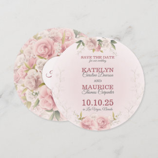 Romantische weiche Rose Save the Date Karte