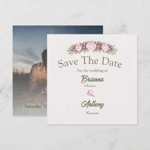 Romantische weiche Wein- und rosa Pfingstrosen-Bot Save The Date