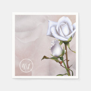 Romantische weiche weiße Rosen elegante florale Ho Serviette