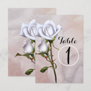 Romantische weiche weiße Rosen elegante Tischnumme Einladung