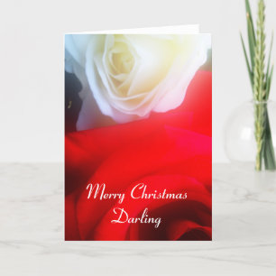 Romantische Weihnachtskarten-rote und weiße Rosen Feiertagskarte