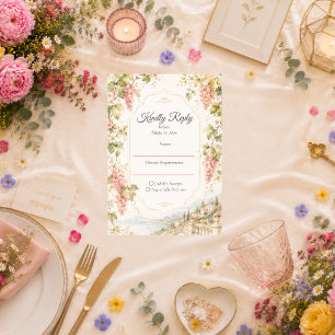 Romantische Weinberghochzeit RSVP Karte