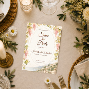 Romantische Weinberghochzeit Save The Date