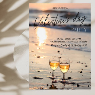 Romantische Weingläser Valentinstagsparty Einladung