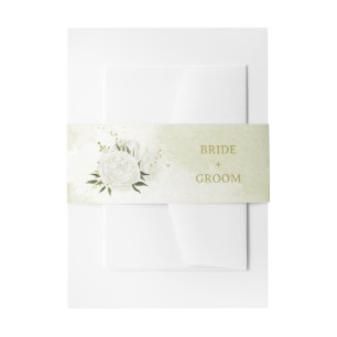 Romantische weiße Blume Grün Blätter Hochzeit Einladungsbanderole