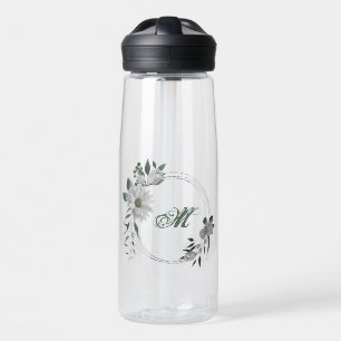 romantische weiße Blume im Grünen Trinkflasche