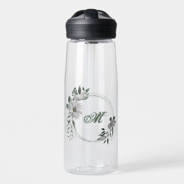 romantische weiße Blume im Grünen Trinkflasche (Vorne)