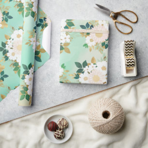 Romantische weiße Blume Mini-Aquarelldesign Geschenkpapier