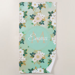 Romantische weiße Blume Mini-Aquarelldesign Strandtuch