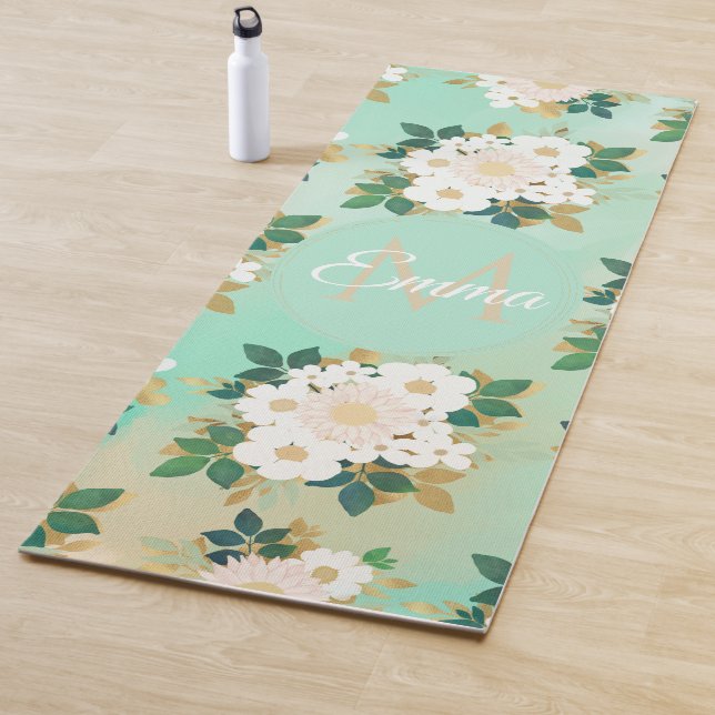 Romantische weiße Blume Mini-Aquarelldesign Yogamatte (Beispiel)