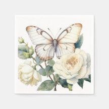 Romantische weiße Blume und Schmetterling