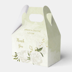 romantische weiße Blumen grüne Blätter Hochzeit Geschenkschachtel