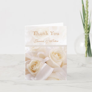 Romantische weiße Creme-Rosen Hochzeits-Dankeschön Dankeskarte
