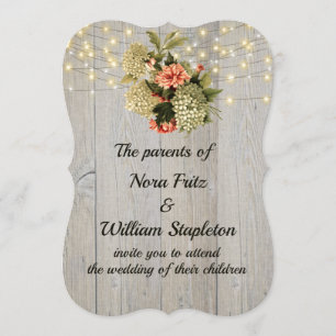 Romantische weiße Hydrangea Rosa Nelke Einladung