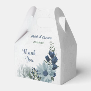 romantische weiße marine & staubblaue Blumenhochze Geschenkschachtel