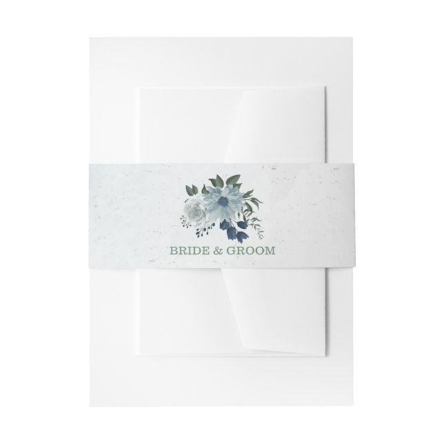 Romantische weiße Marineinfanterie & dustige blaue Einladungsbanderole (Vorderseite Beispiel)