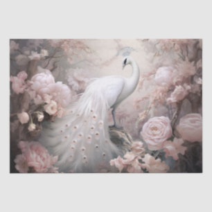 Romantische Weiße Pfaue und Rosa Blume Seidenpapier
