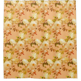 Romantische weiße Rosen auf Orange Duschvorhang