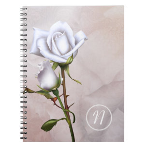 Romantische weiße Rosen Elegante florale shabby ch Notizblock