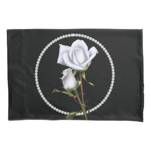Romantische weiße Rosen Eleganter Blumen-Glamour S Kissenbezug