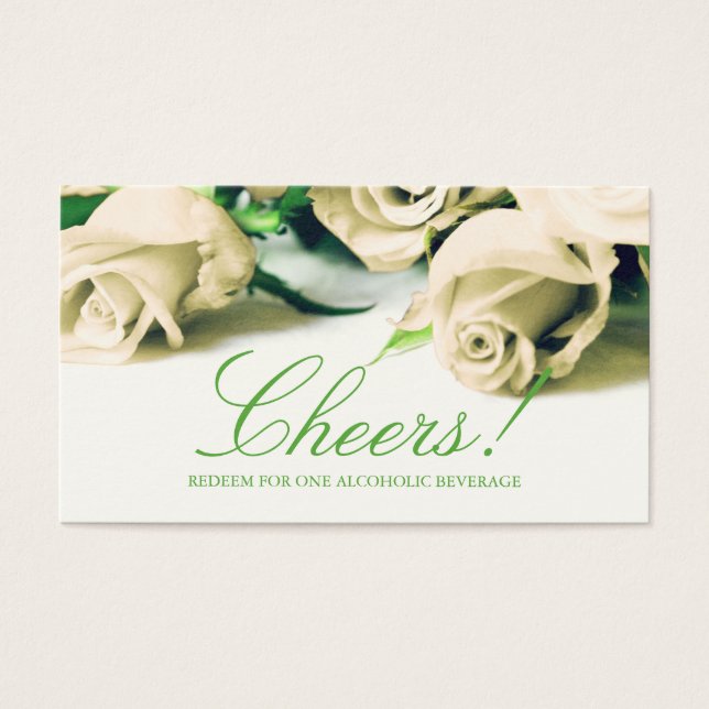 Romantische weiße Rosen Hochzeitsticket (Vorderseite)