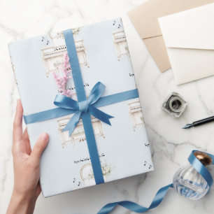 Romantische weiße Rosen Klavier Leben ist nur ein Geschenkpapier
