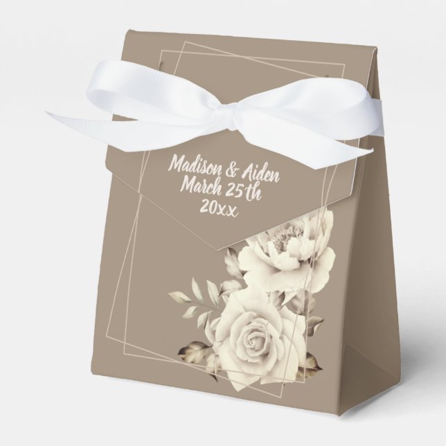 Romantische Weiße Rustikale Rose Hochzeit Geschenkschachtel (Vorderseite)