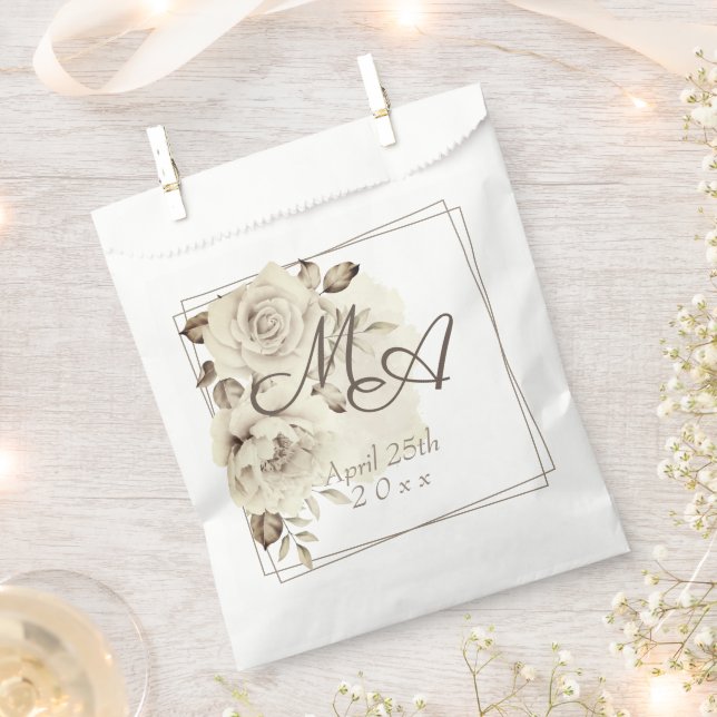 Romantische Weiße Rustikale Rose Hochzeit Geschenktütchen (Ausgeschnitten)