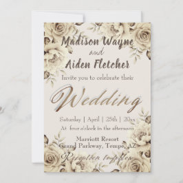 Romantische weiße rustikale Rose Hochzeitsfeiern Einladung