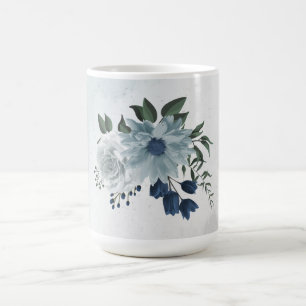 romantische weiße staubige &navyblaue Floral Kaffeetasse