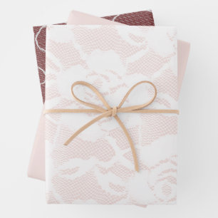 Romantische Weißrosen Blush Pink Hochzeit Geschenkpapier Set