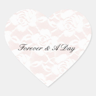 Romantische Weißrosen Blush Pink Hochzeit Herz-Aufkleber