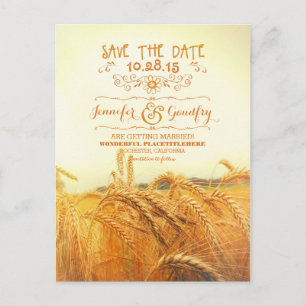 romantische Weizenfeld-Save-the-Date-Postkarten Ankündigungspostkarte