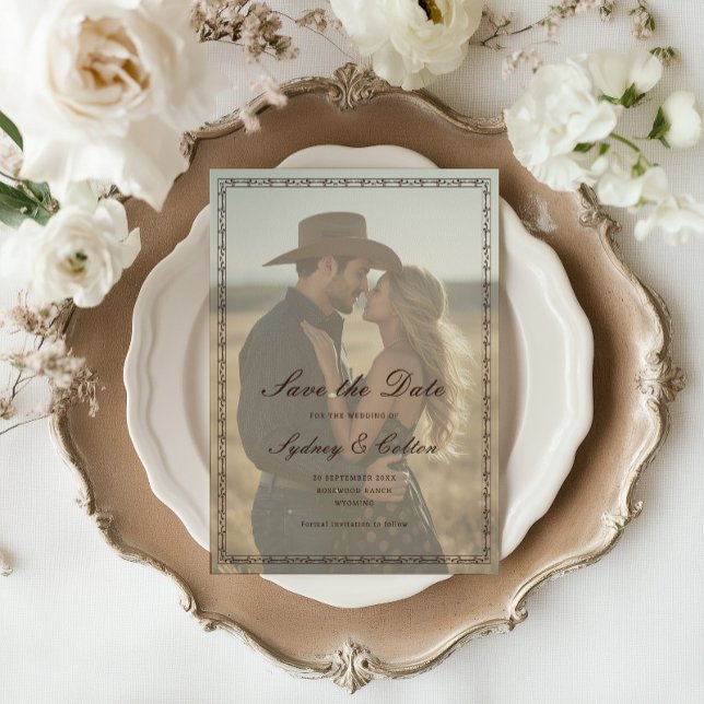 Romantische Western-Ranch-Hochzeit Save The Date (Von Creator hochgeladen)