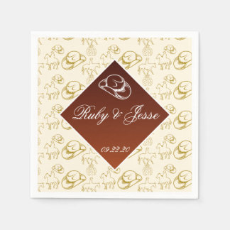 Romantische Western-Wüste Brown-Hochzeit Serviette