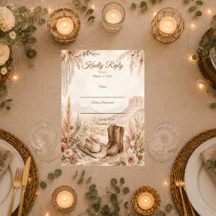 Romantische Western-Wüsten-Hochzeit RSVP Karte