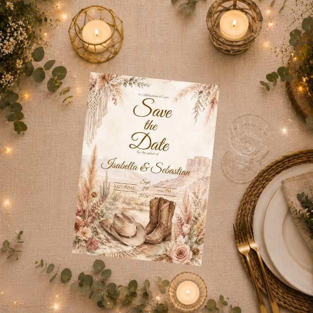 Romantische Western-Wüsten-Hochzeit Save The Date (Von Creator hochgeladen)