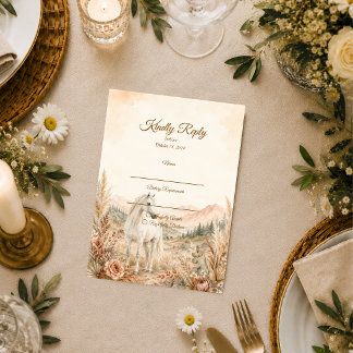 Romantische westliche Hochzeit mit Pferd RSVP Karte