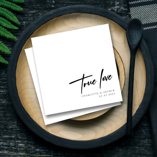 Romantische Whimsical Script True Love: Hochzeitss Serviette (Romantic Whimsical Script True Love_ Wedding Chic Napkins)