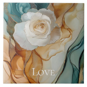 Romantische White Aqua Gold Liebe Fliese