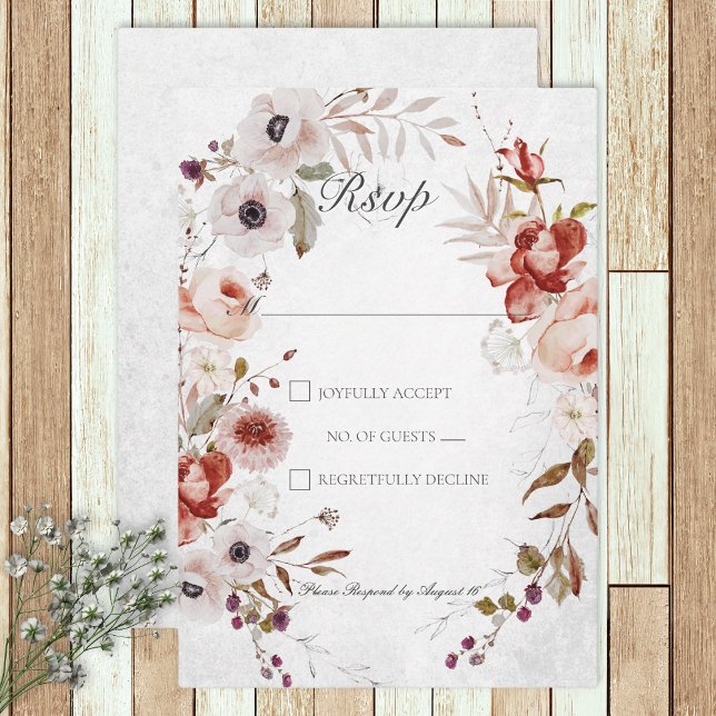 Romantische White Pink Floral Wedding Response Car RSVP Karte (Von Creator hochgeladen)