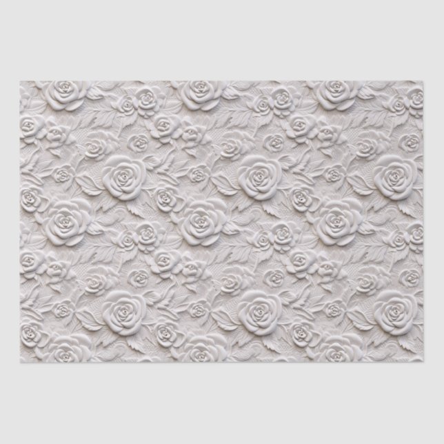 Romantische White Roses Imitats Leather Wedding Seidenpapier (Vorderseite)