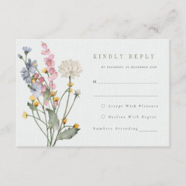Romantische Wiesen-Blume Hochzeit-RSVP-Karte Begleitkarte