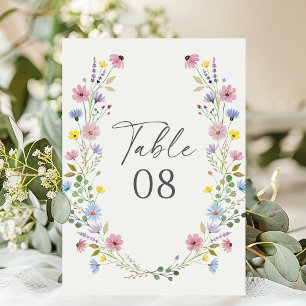 Romantische Wildblume Boho Garden Hochzeit Tischnummer