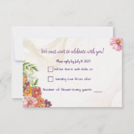 Romantische Wildblume Frühjahrskarten für Hochzeit RSVP Karte