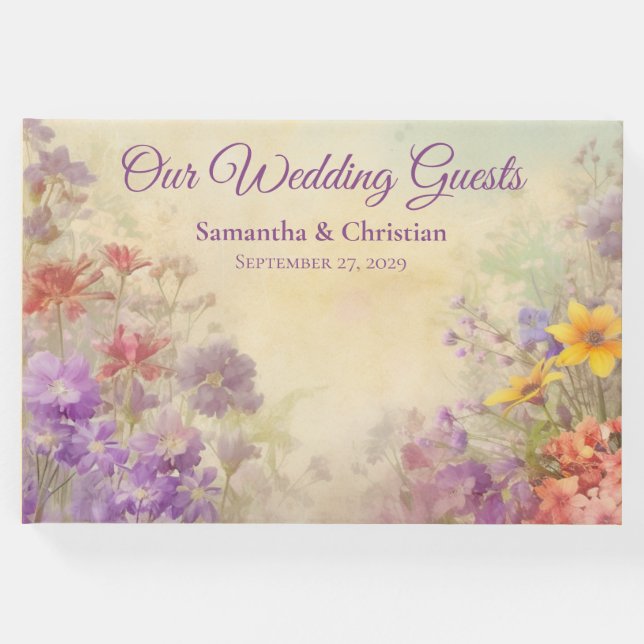Romantische Wildblume Hochzeit Gästebuch (Vorderseite)