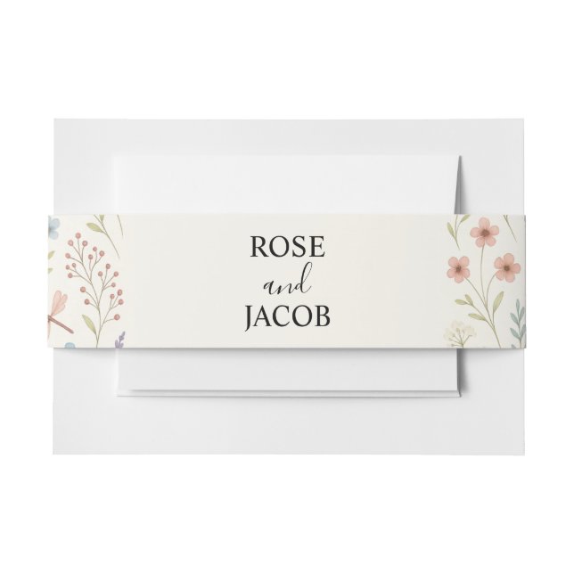 Romantische Wildblume Hochzeitsfeier Einladungsbanderole (Vorderseite Beispiel)