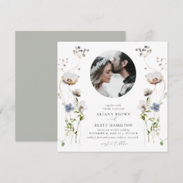 Romantische Wildblume Kalligrafie Einladung Hochze