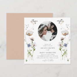 Romantische Wildblume Kalligrafie Einladung Hochze